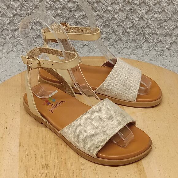 Palms Sandals Girls 12M Canvas Gladiator Shoe Beige - Picture 1 of 7